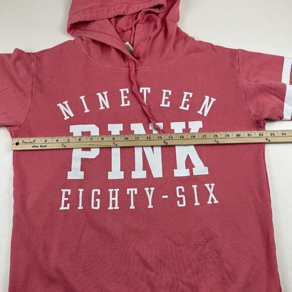 Pink Victoria’s Secret Hoodie Sweatshirt Women’s S Pink Cotton Blend Spellout - Picture 4 of 10